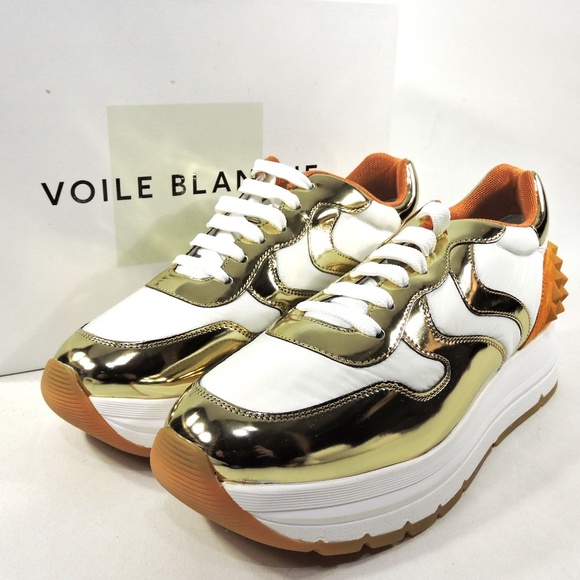 VOILE BLANCHE 🇮🇹 WOMEN'S GOLD LEATHER COMFORT FASHION SNEAKERS - Picture 8 of 8